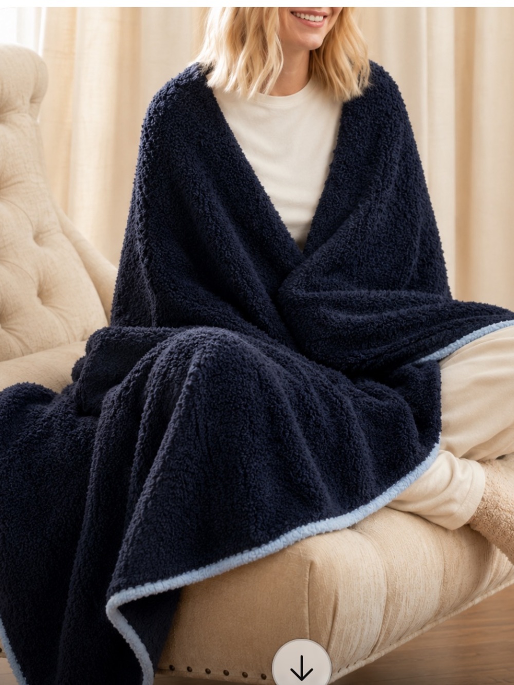🔥Barefoot Dreams cozy chic navy Throw Good cond Price Firm!
